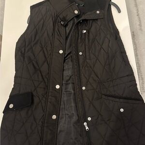 Lauren Ralph Lauren Black Quilted Vest with Silver Accents